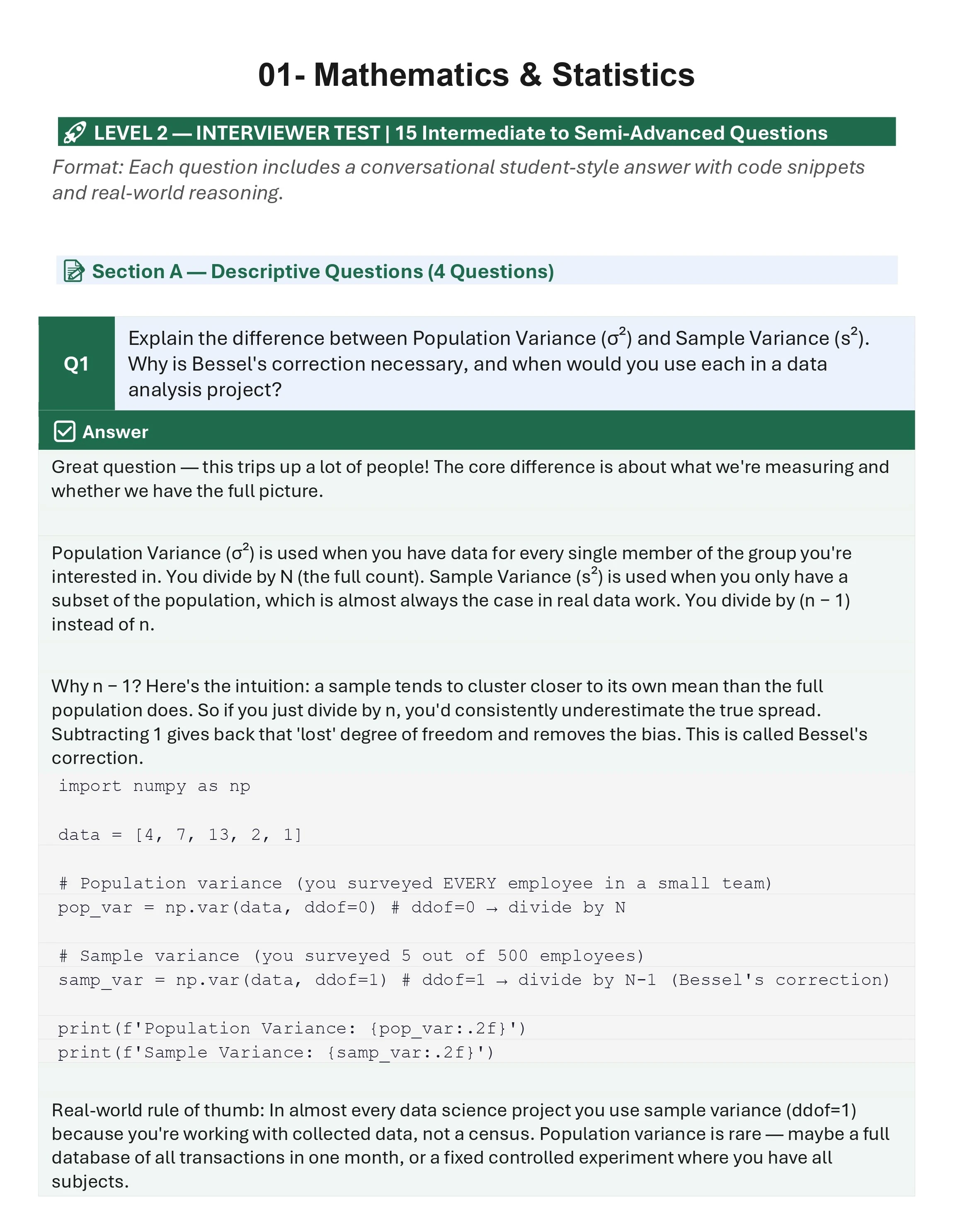 SQL Questions sample page 1